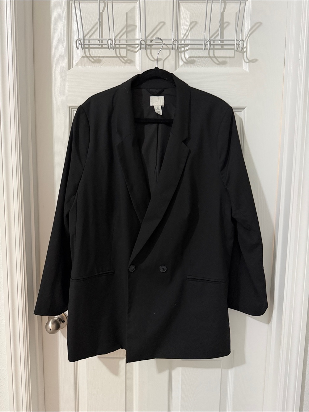 H&M Black Double-Breasted Oversized Blazer